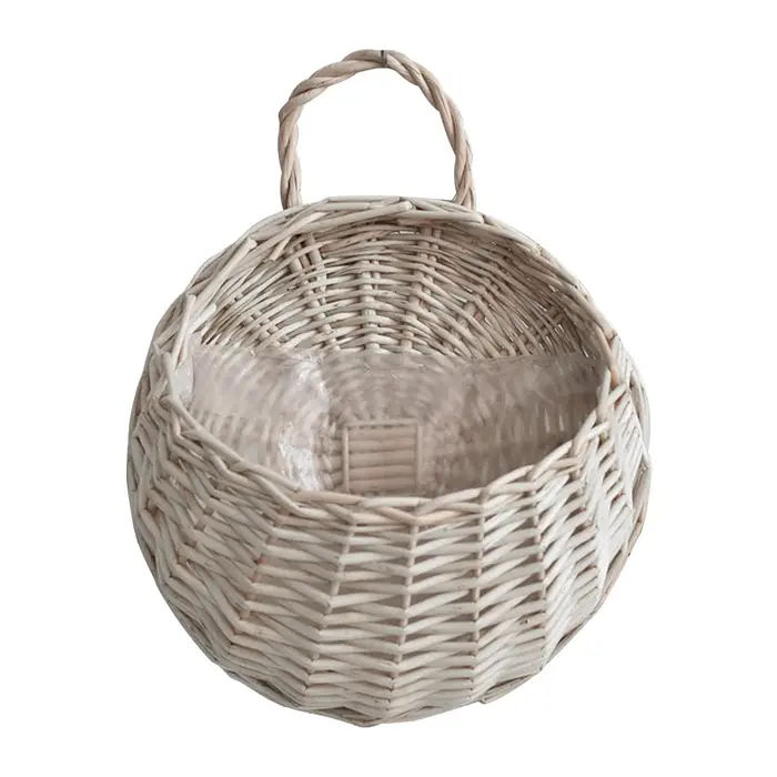 Panier mural de jardin en rotin fait main, pot de fleurs rustique en forme de nid d'oiseau, décorati