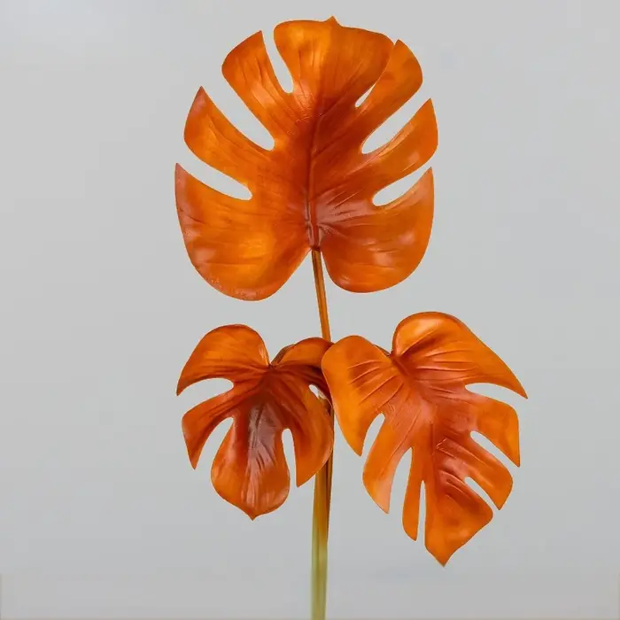 Lot de 5 feuilles de Monstera artificielles en PU, plantes vertes décoratives pour bureau et étude
