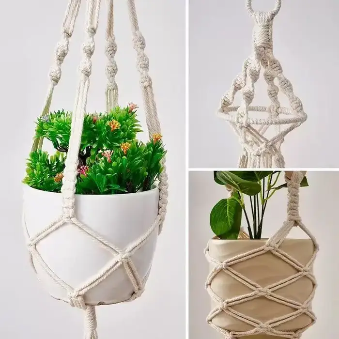 Plante suspendue en macramé faite à la main