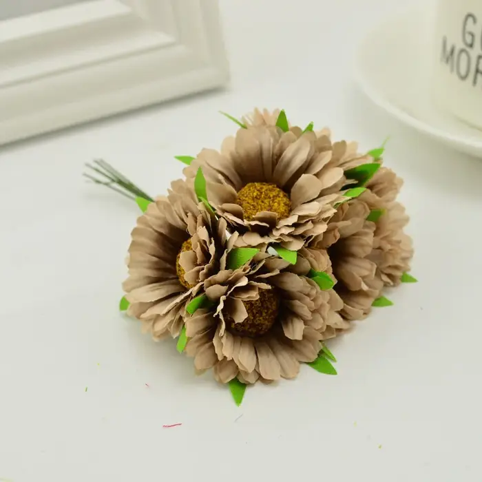 Fleurs artificielles faites à la main Gerbera mode maison chambre jardin mariée bricolage cadeau couronne matériel mariage Banquet décoration noël