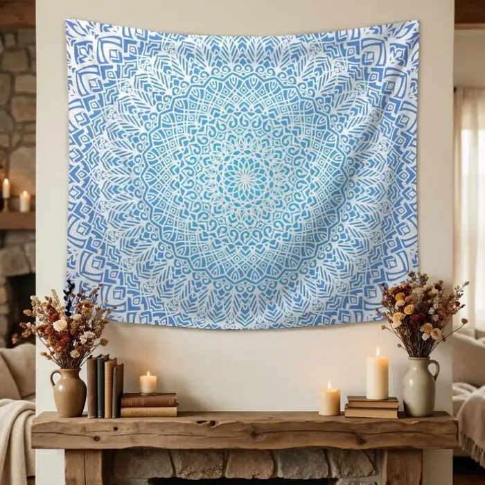 VIKAMA Tapisserie murale vintage bohème mandala en polyester