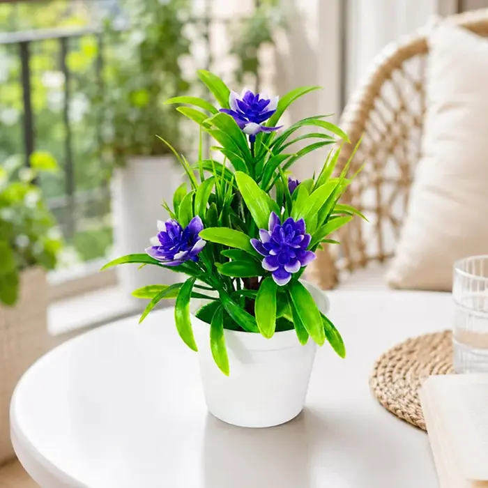 Mini-bonsaï de fleurs artificielles en pot pour décoration de table