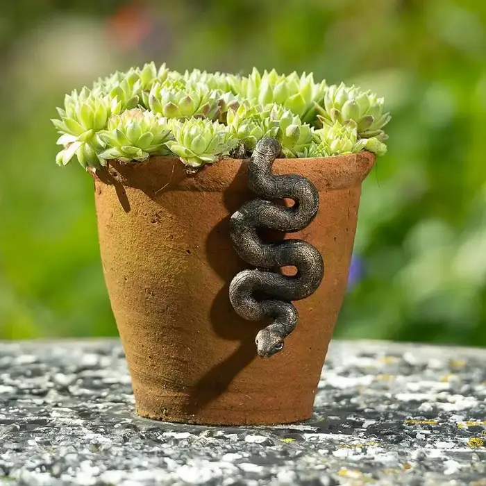 1 pièce Sculpture en résine de serpent à tête en bas, ornement de pot de plante pour jardin et maison, figurines d'animaux réalistes, décoration d'intérieur