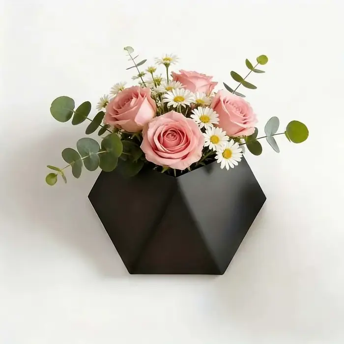Pot de fleurs mural hexagonal avec trous de fixation