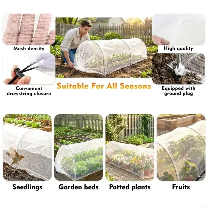 Couverture végétale en Polyester respirant avec cadre extensible pour potagers fleurs B03E