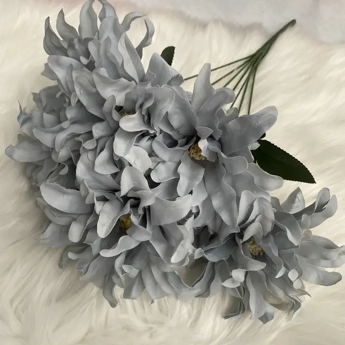 Bouquet de 7 dahlias artificiels en tissu brossé de 45 cm pour arrangement floral DIY, bouquet de ma