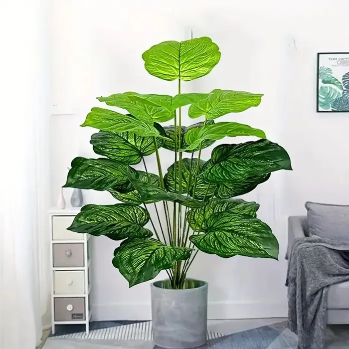 18 grandes feuilles de plante tropicale artificielle