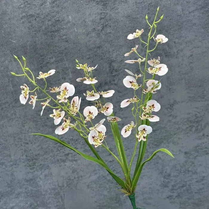 2pcs Bouquet de fleurs Oncidium artificielles Trois fourches Plante