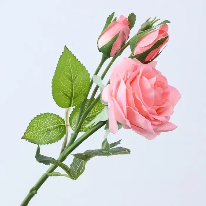 Aloès vert 3 pièces toucher réel 1 fleur 2 bourgeons branche de Rose fleurs artificielles Simulation Roses rouges fausse plante décoration de chambre
