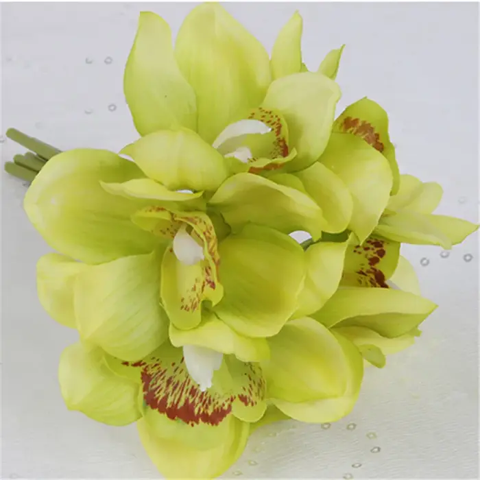 Simulation de fleur Cymbidium, haut de gamme, toucher main, orchidée artificielle, mariée de mariage