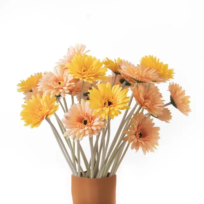 Fleurs artificielles Gerberas jaunes en tissu