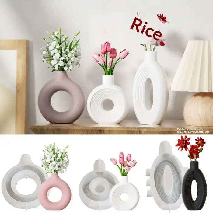 Moule en silicone en forme de donut nordique pour vase, pot de fleurs, mini vase pour arrangement floral, pot, moules en plâtre et résine, décoration intérieure