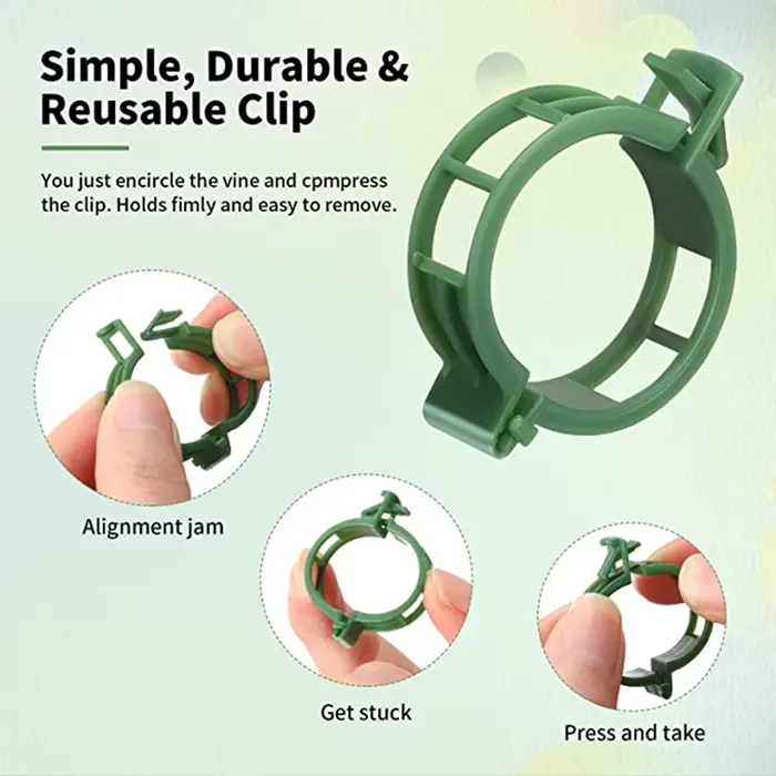 Clips de Support pour plantes, 100 pièces, attaches en plastique, Clips de piquet en treillis, Suppo
