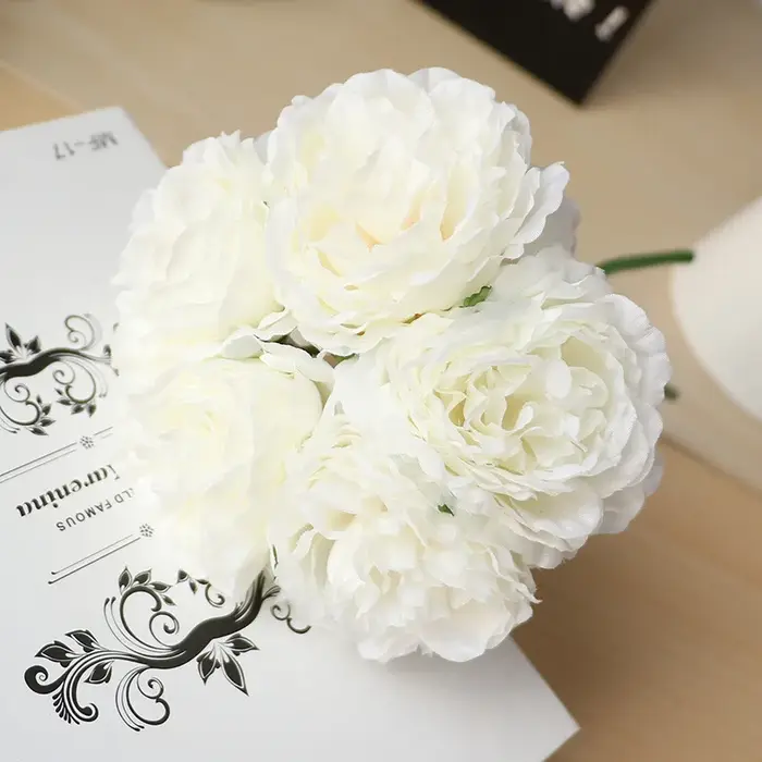 5 têtes/bouquet pivoine fleurs artificielles décor à la maison soie fausse fleur pivoines