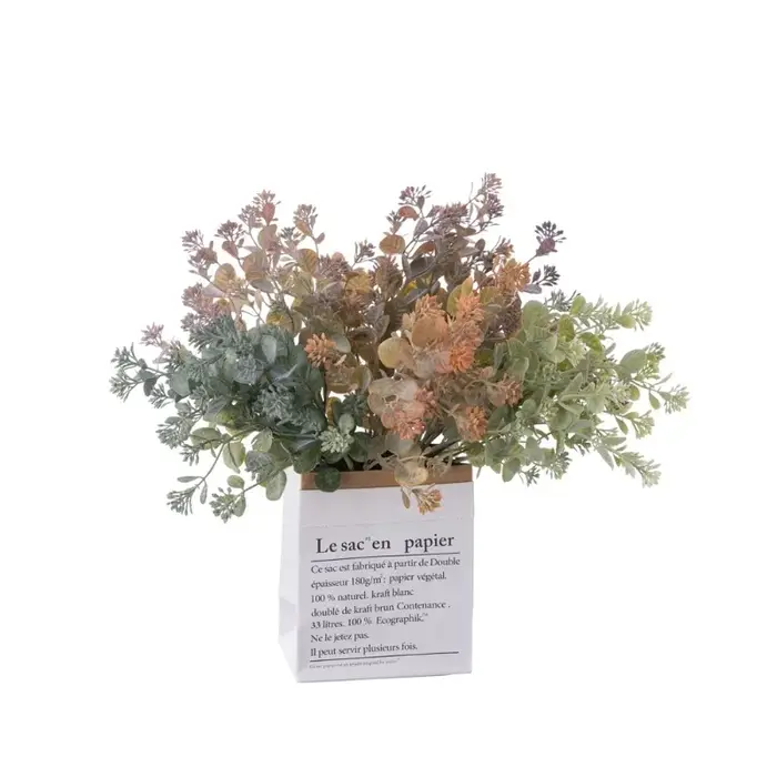 Qiuya-Plante Verte Artificielle Blanche