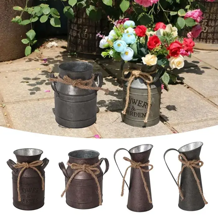 Pot de fleurs vintage en fer
