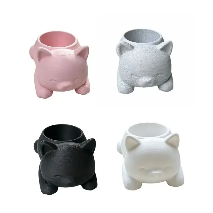 Pot de fleurs amusant imprimé en 3D en forme de chat