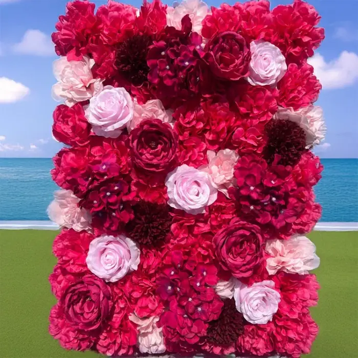 Mur de roses artificielles en soie