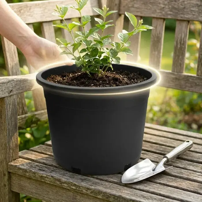 Grands pots de fleurs ronds et épaissis pour jardin, balcon, décoration intérieure, seau de plantation pour arbres, roses, herbes, pots de pépinière en résine noire