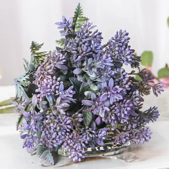 Plantes vertes artificielles à 15 têtes, ornements de fruits de noël Milan, décoration de salle de m