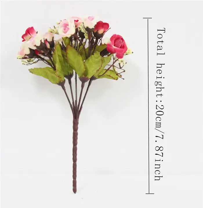 Automne 15 têtes/Bouquet petit bourgeon Roses Bract soie fleur artificielle bricolage mariage maison décor de noël cadeaux floraux accessoires Photo