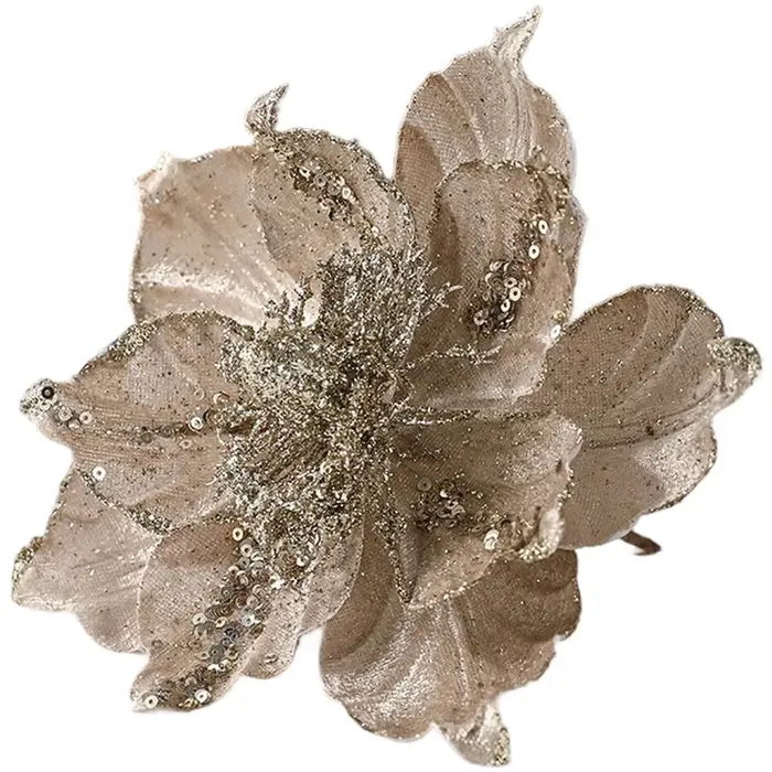 Décoration de fleurs de poinsettia artificielles pour Noël avec plusieurs options de couleurs et un 