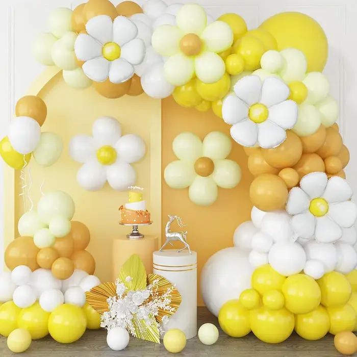 Kit d'arc de ballon de sérénité de tournesol, ballons en latex jaune moutarde pour mariages/annivers