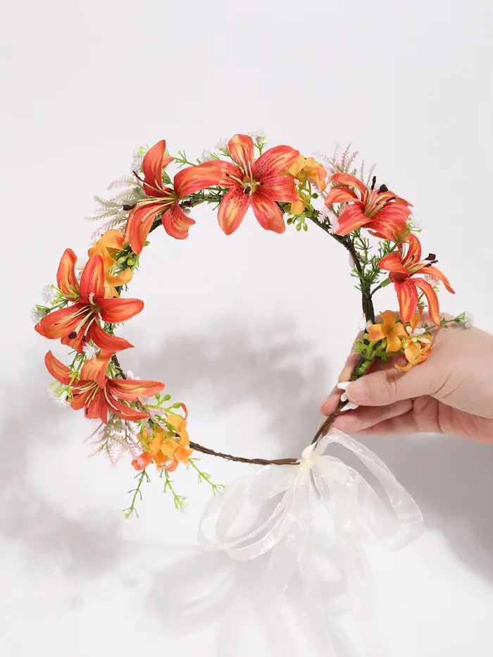 Guirlande de fleurs de lys artificielles
