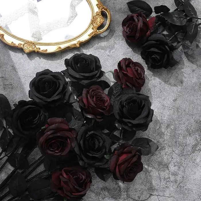 Fleurs artificielles Rose bordeaux noir