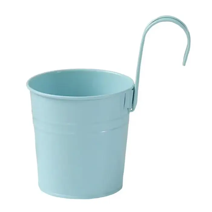Pot de fleurs suspendu en fer pour balcon avec crochet amovible, pot à herbes de couleur unie pour f