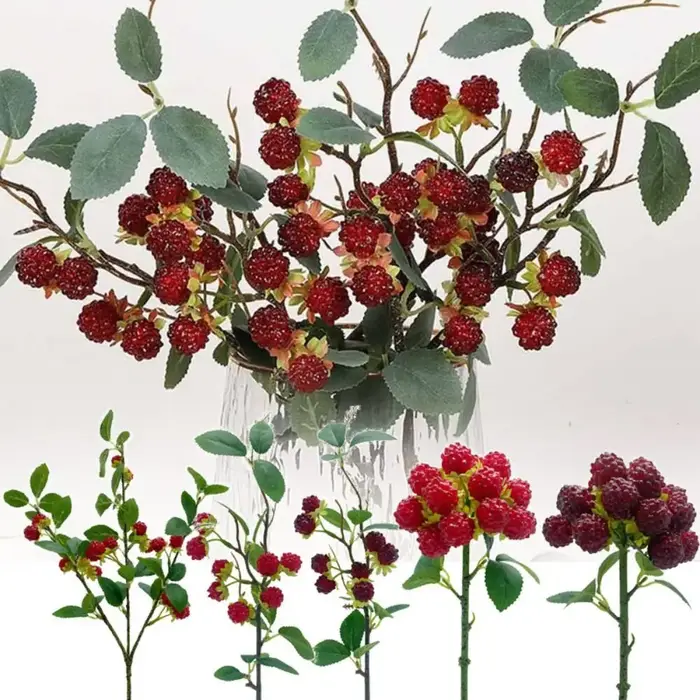 Plante artificielle de framboises rouges