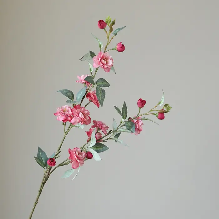 Nouvelle camélia fleur simulée longue branche avec fausses feuilles fleur artificielle mariage maiso
