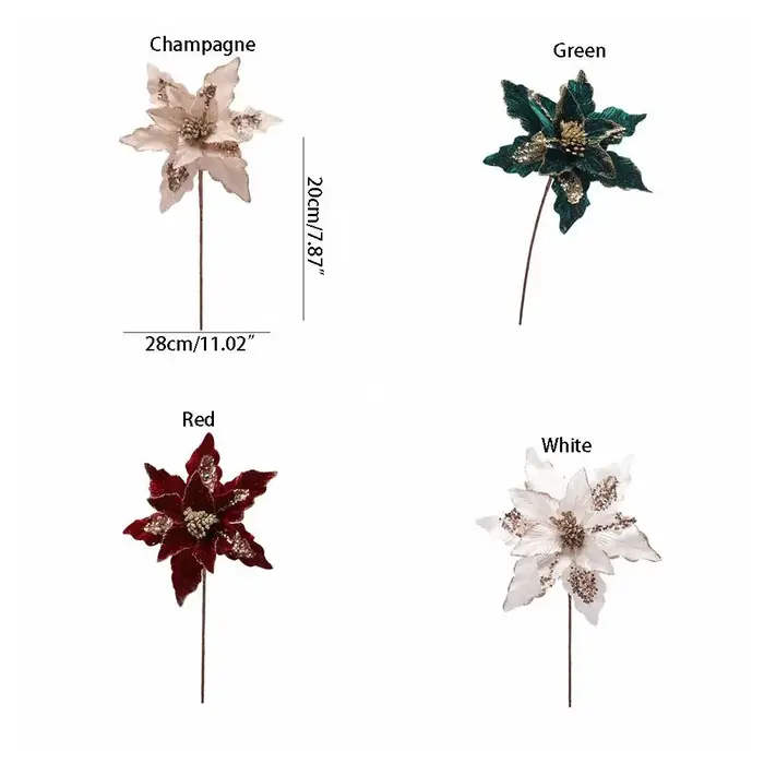 Fleur de noël à paillettes suspendues
