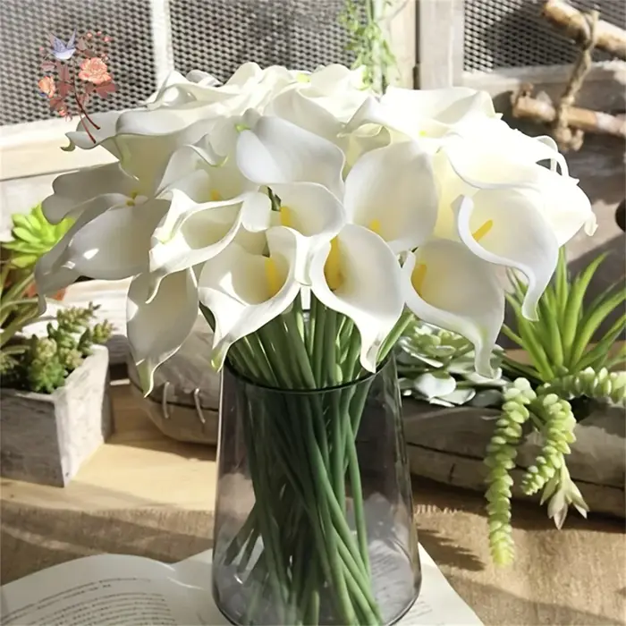 Fleurs Artificielles de Lys Calla Blanc pour Patients