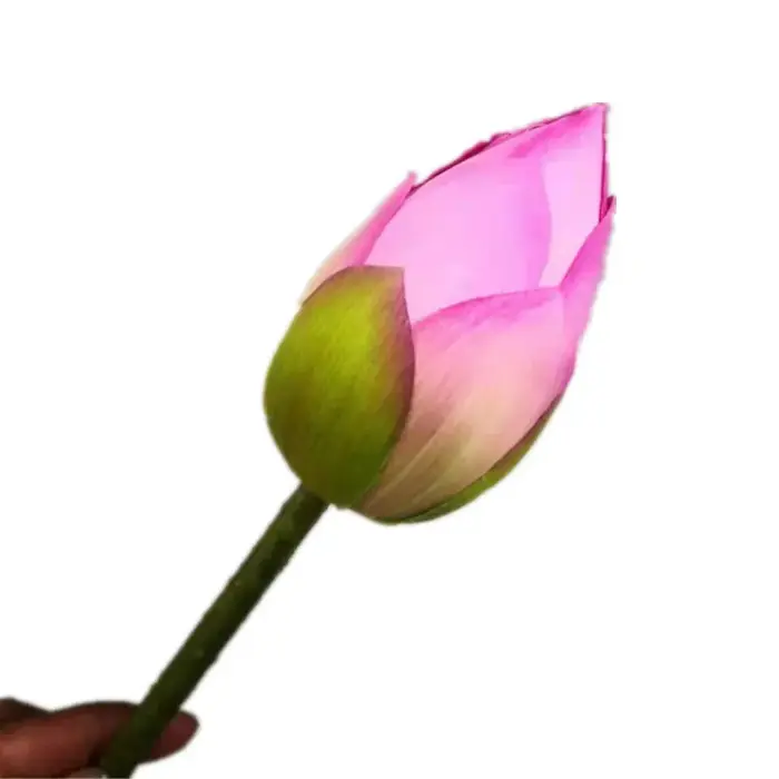 Une branche de fleur de lotus artificielle en soie, avec capsule de lotus, plante verte, nénuphar