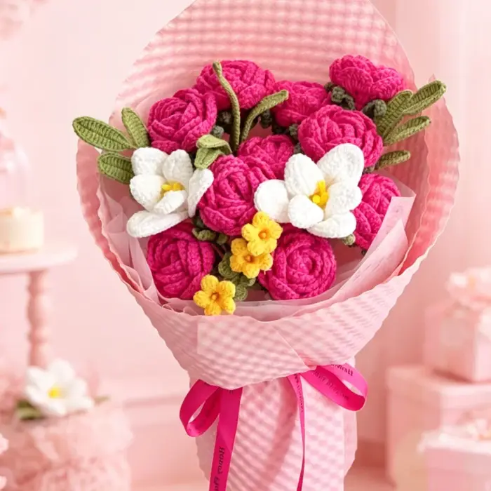 Bouquet floral en crochet de roses exquises