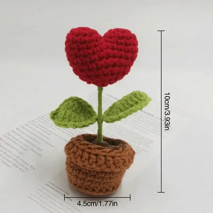 Crochet tissé fini petite plante en pot Simulation fleur