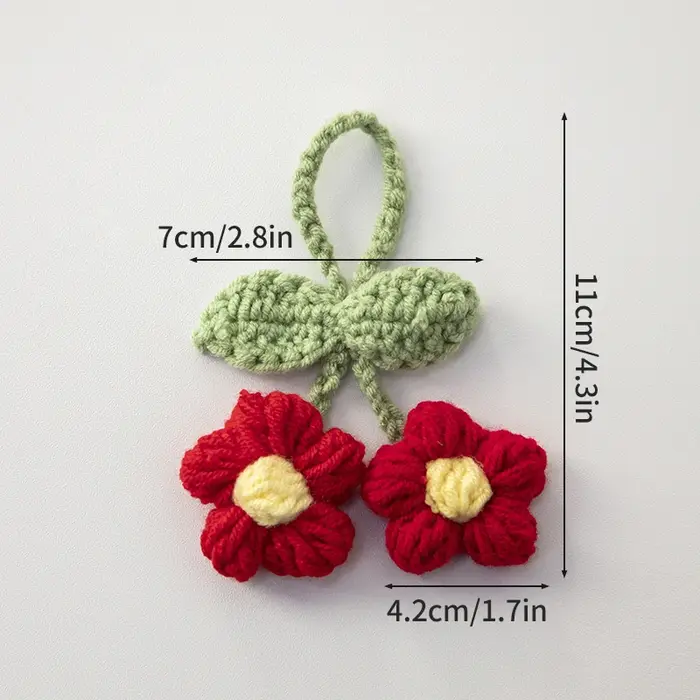 Pendentif fleur artificielle pour sac à main, fleur au crochet faite à la main, décoration de voitur