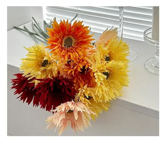 Vase de fleurs artificielles Gerbera brossées