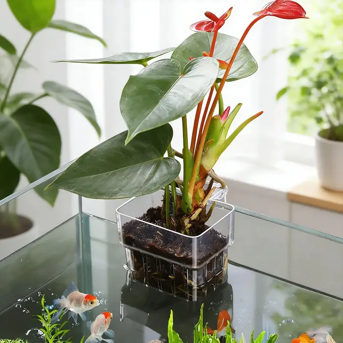Pot de culture suspendu transparent pour plantes d'aquarium
