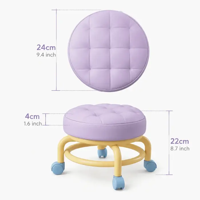 Tabouret à roulettes rond avec siège rembourré
