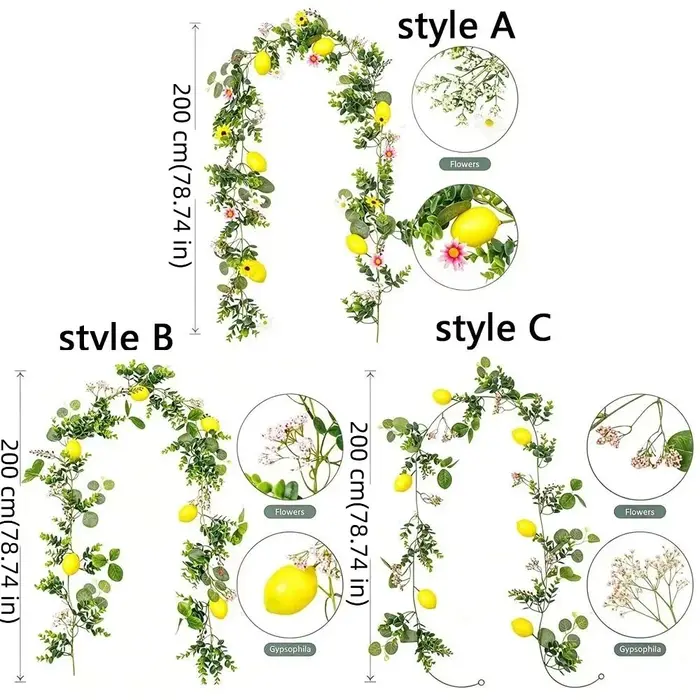 Fleurs en soie, vigne de citron artificielle