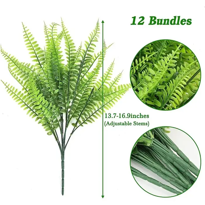 Décorations de fausses plantes en plastique avec 7 Branches, résistantes aux UV, pour l'extérieur, l