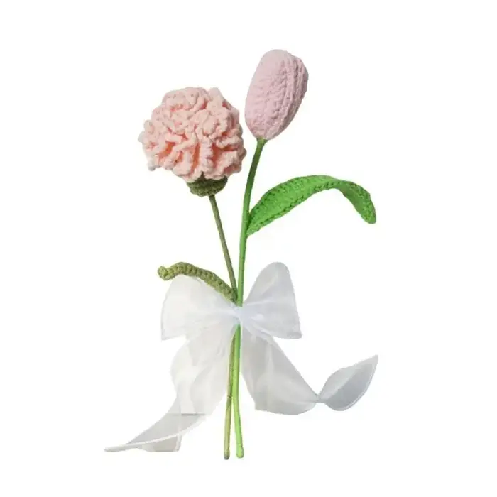 E8BD – Bouquet fleurs artificielles Crochet, pour mariage, saint-valentin, Thanksgiving