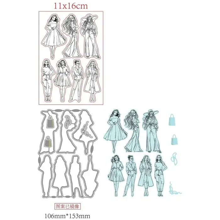 Matrices découpées en fleurs de cerisier et ensemble de tampons transparents