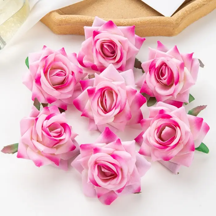 Roses rouges artisanales bon marché de 6Cm, fleurs artificielles pour Scrapbooking, décoration de ja