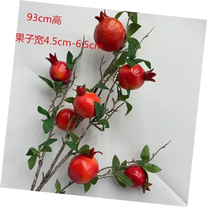 Une branche d'arbre à pommes de grenade artificielle 7 plante verte de fruits de pomme pour la décoration florale murale de fête de mariage