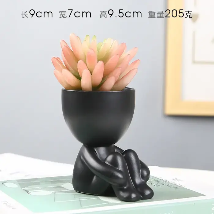 Pot de fleur en céramique humanoïde, jardinière succulente, pot de fleurs artisanal, vase créatif et
