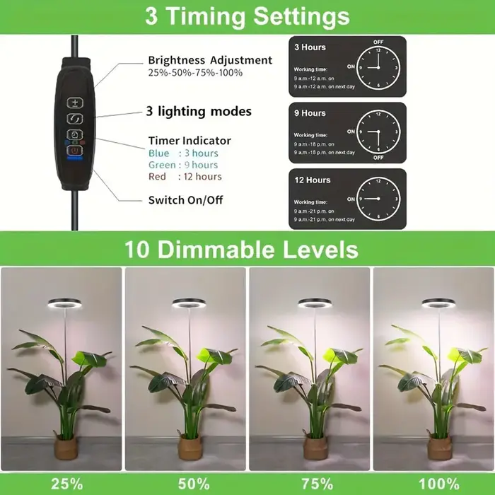Lumière LED pour plantes à spectre complet de 6 pouces