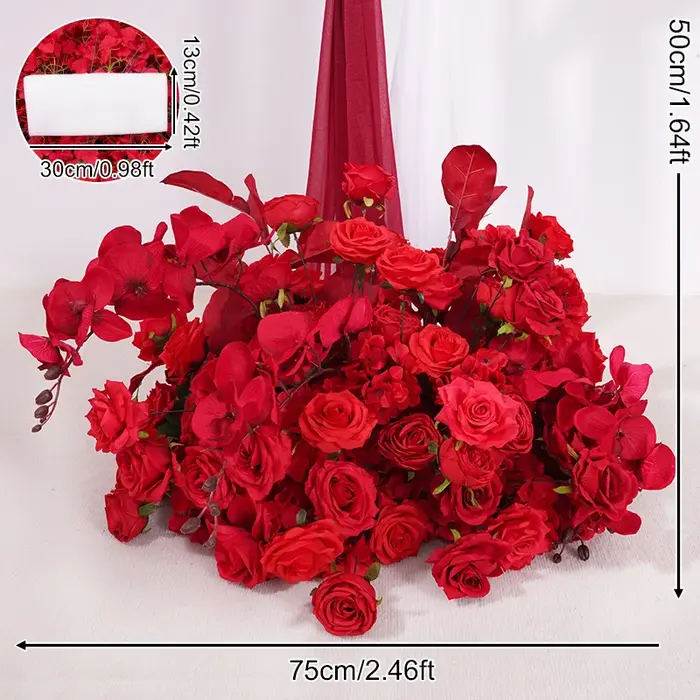 Rose rouge plancher fleur rangée mariage événement Arrangement Floral accessoire fête route plomb décoration fenêtre affichage Photo fournitures H875203